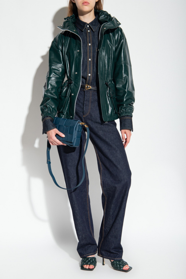 Green Leather jacket with standing collar Bottega Veneta Green Leather jacket with standing collar Bottega Veneta